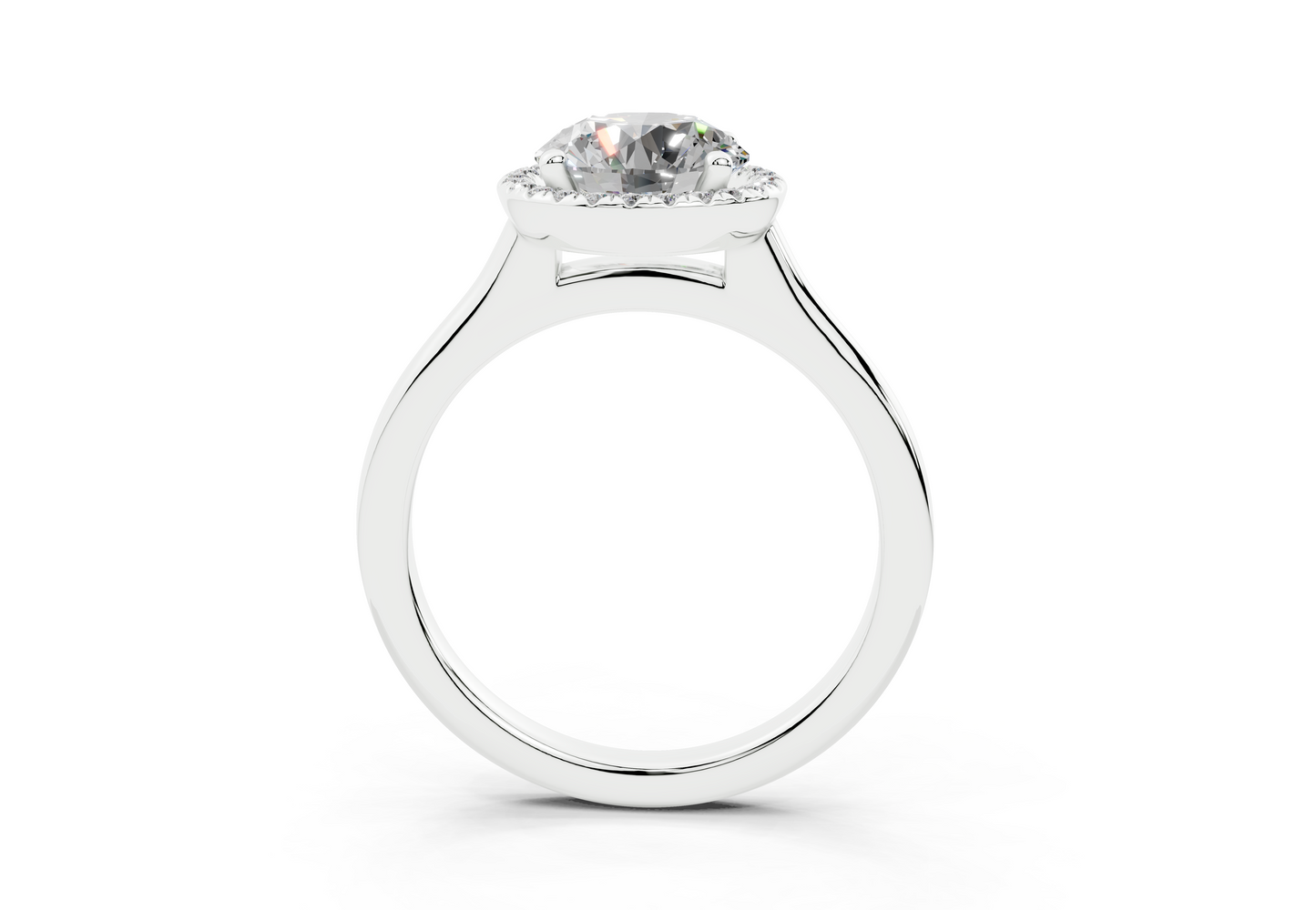 18K Gold Half Pavé Halo Diamond Engagement Ring 1.5 Carat