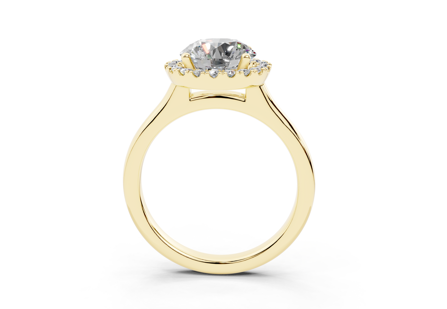 18K Gold Half Pavé Halo Diamond Engagement Ring 2 Carat