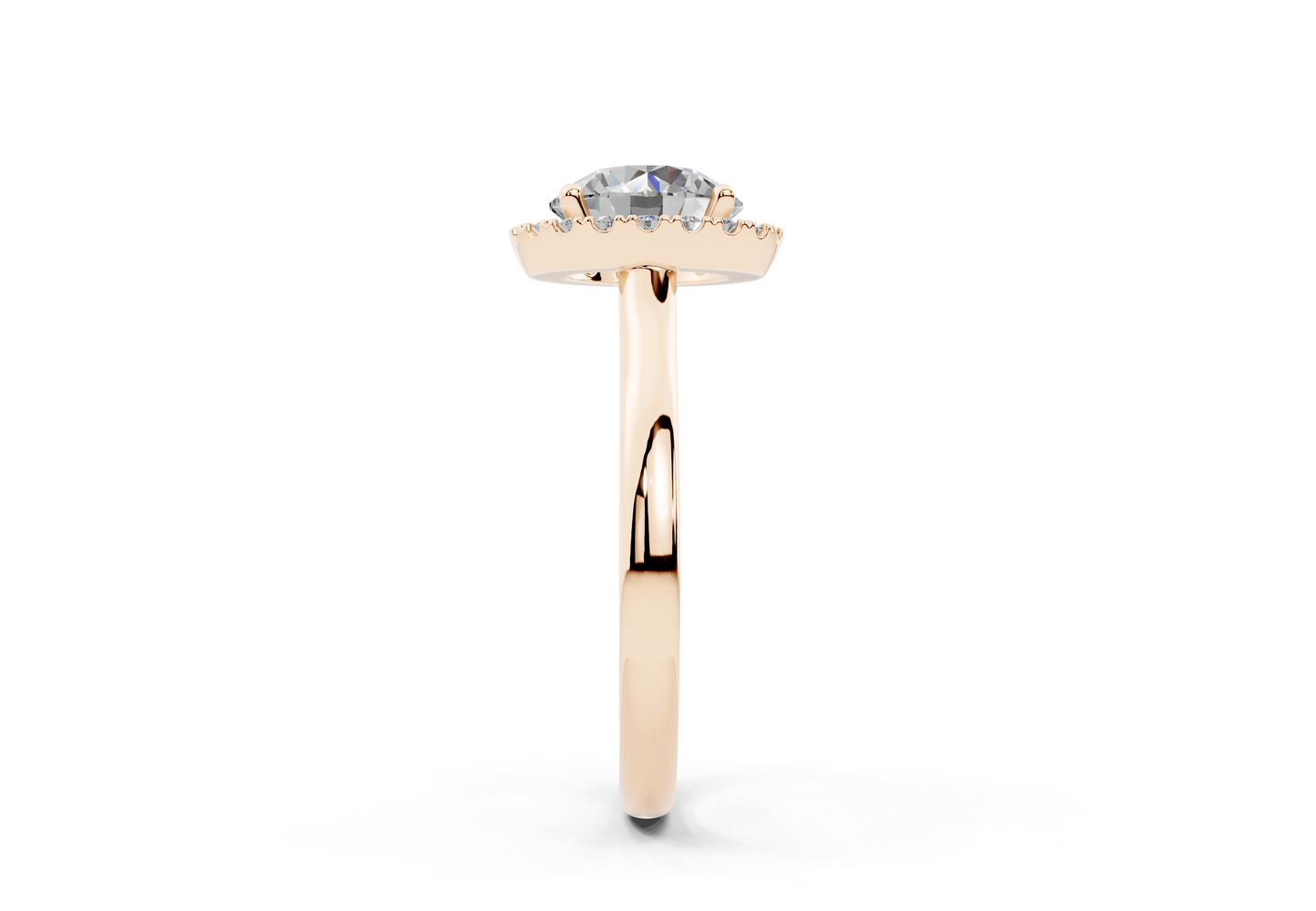 18K Gold Half Pavé Halo Diamond Engagement Ring 2 Carat