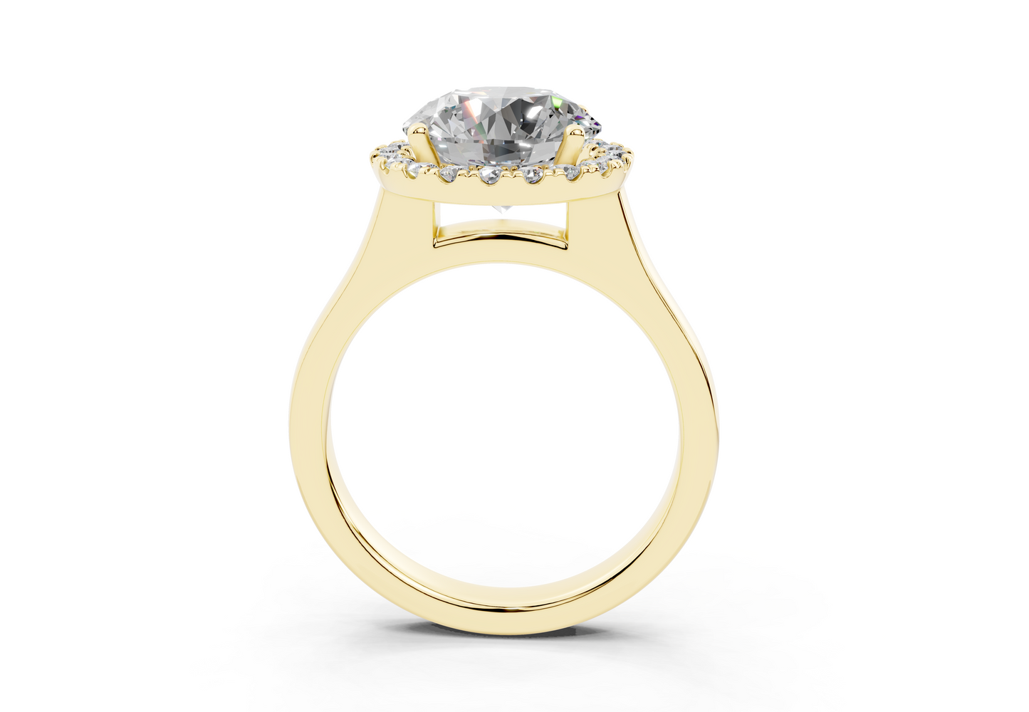 18K Gold Half Pavé Halo Diamond Engagement Ring 3 Carat