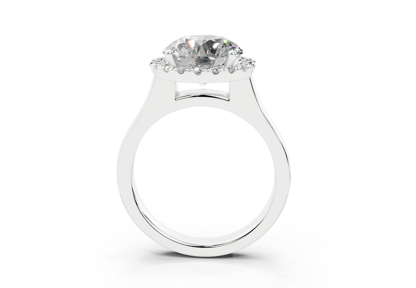 18K Gold Half Pavé Halo Diamond Engagement Ring 3 Carat