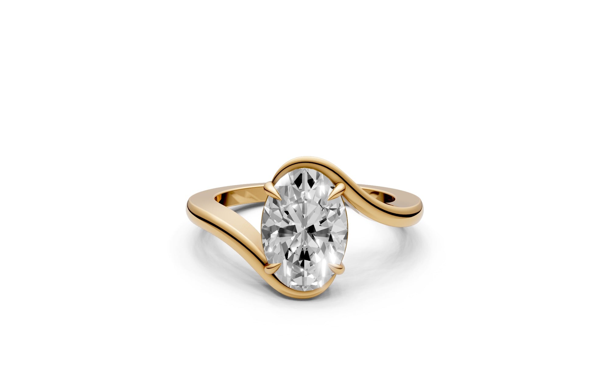 2.01ct Oval Lab Grown Diamond Bypass Ring – 18k Yellow Gold, IGI Certified