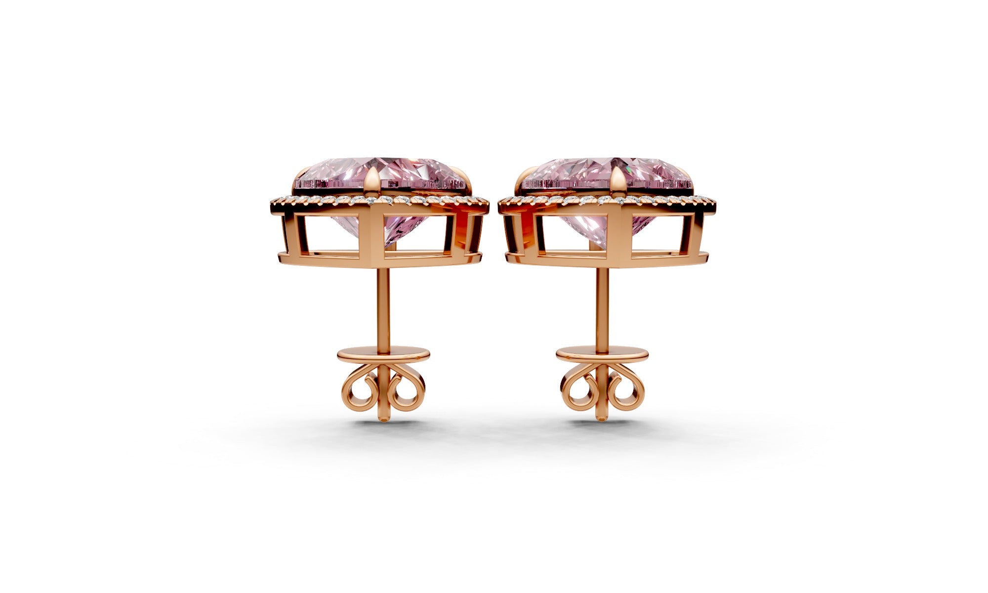 10.44ct Fancy Vivid Pink Heart Lab Grown Diamond Earrings – Rare Shades Collection, 18k Rose Gold, IGI Certified