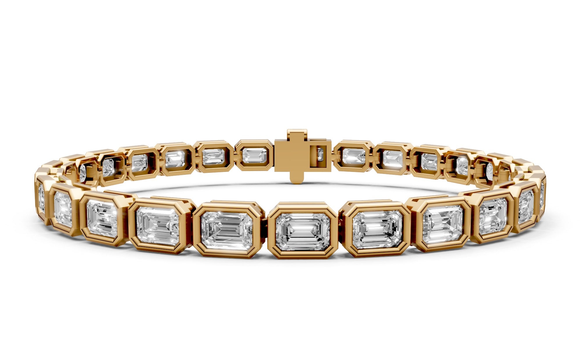 7.92ct Emerald-Cut Lab Grown Diamond Tennis Bracelet – 18k Yellow Gold