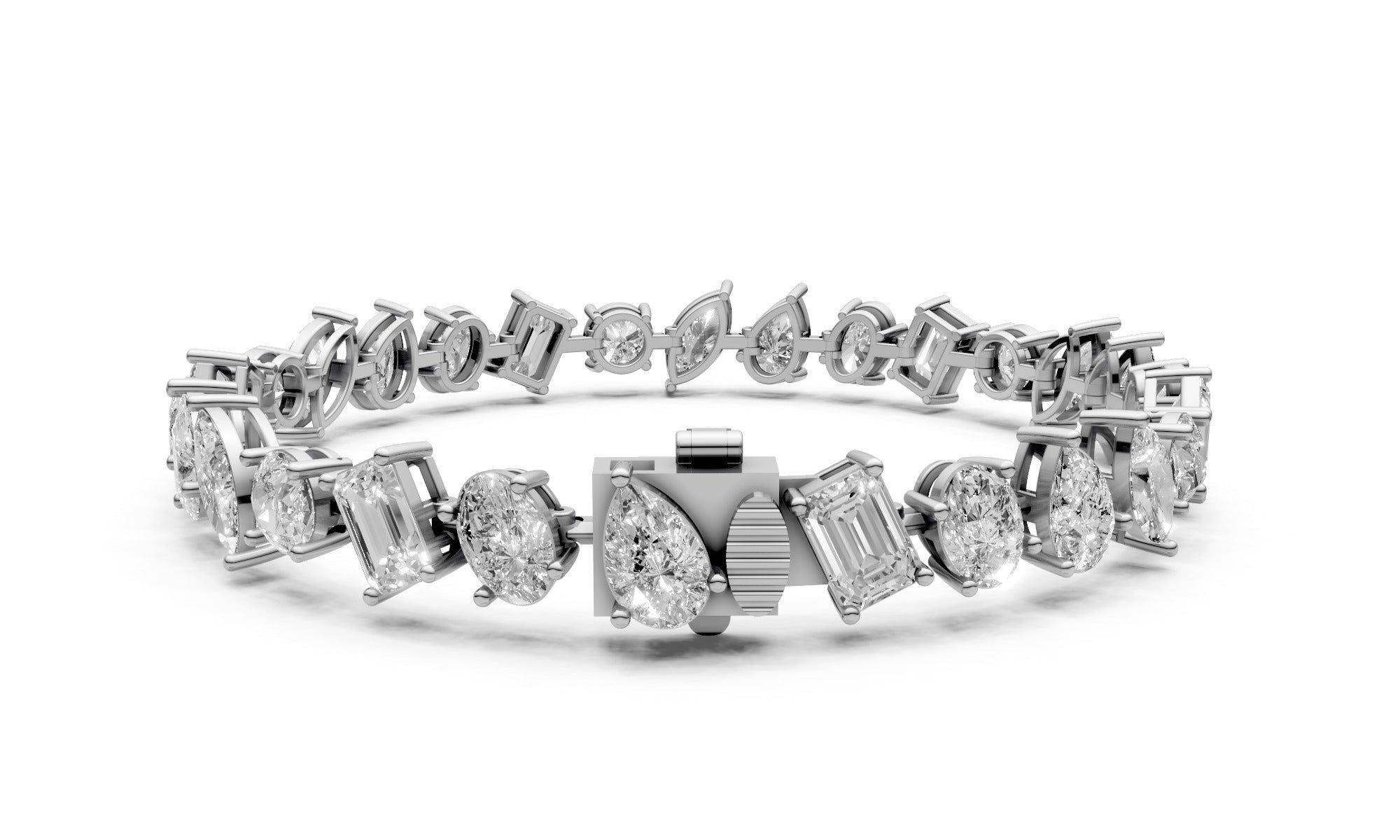 16.11ct Multi-Cut Lab Grown Diamond Tennis Bracelet – 18k White Gold