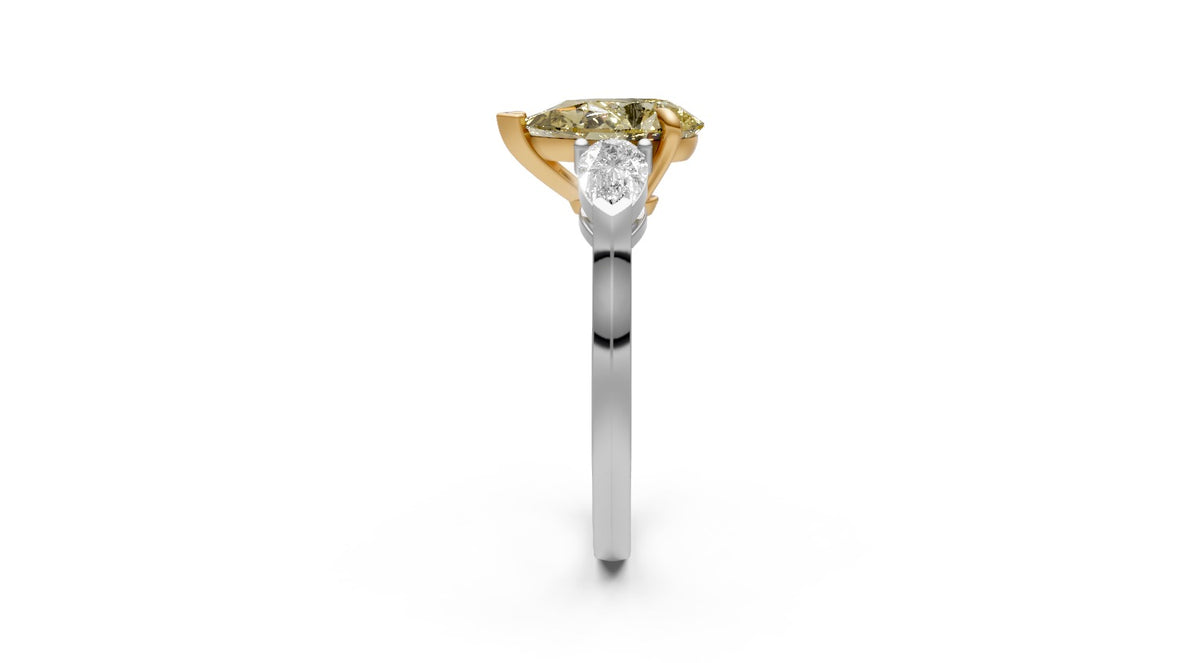 2.05ct Fancy Vivid Yellow Pear Lab Grown Diamond Ring – Rare Shades Collection, 18k Gold, IGI Certified