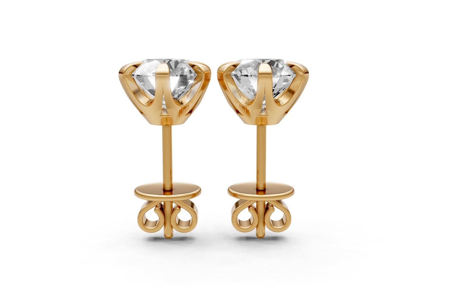 3ct Round Lab Grown Diamond Stud Earrings (1.5ct each) – 18k Yellow Gold, IGI Certified