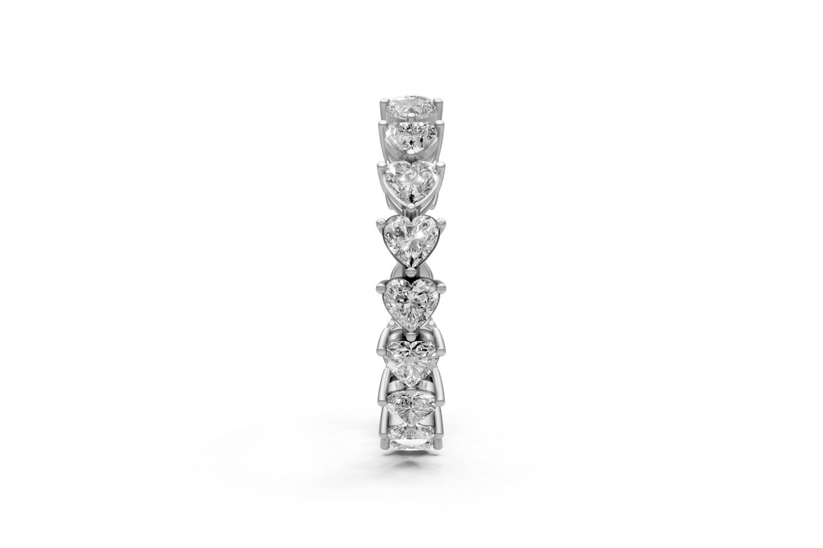 Heart-Cut Lab Grown Diamond Eternity Ring – 18k White Gold