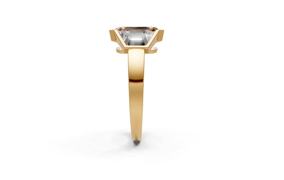 3.04ct Champagne Emerald-Cut Lab Grown Diamond Ring – Rare Shades Collection, 18k Yellow Gold, IGI Certified