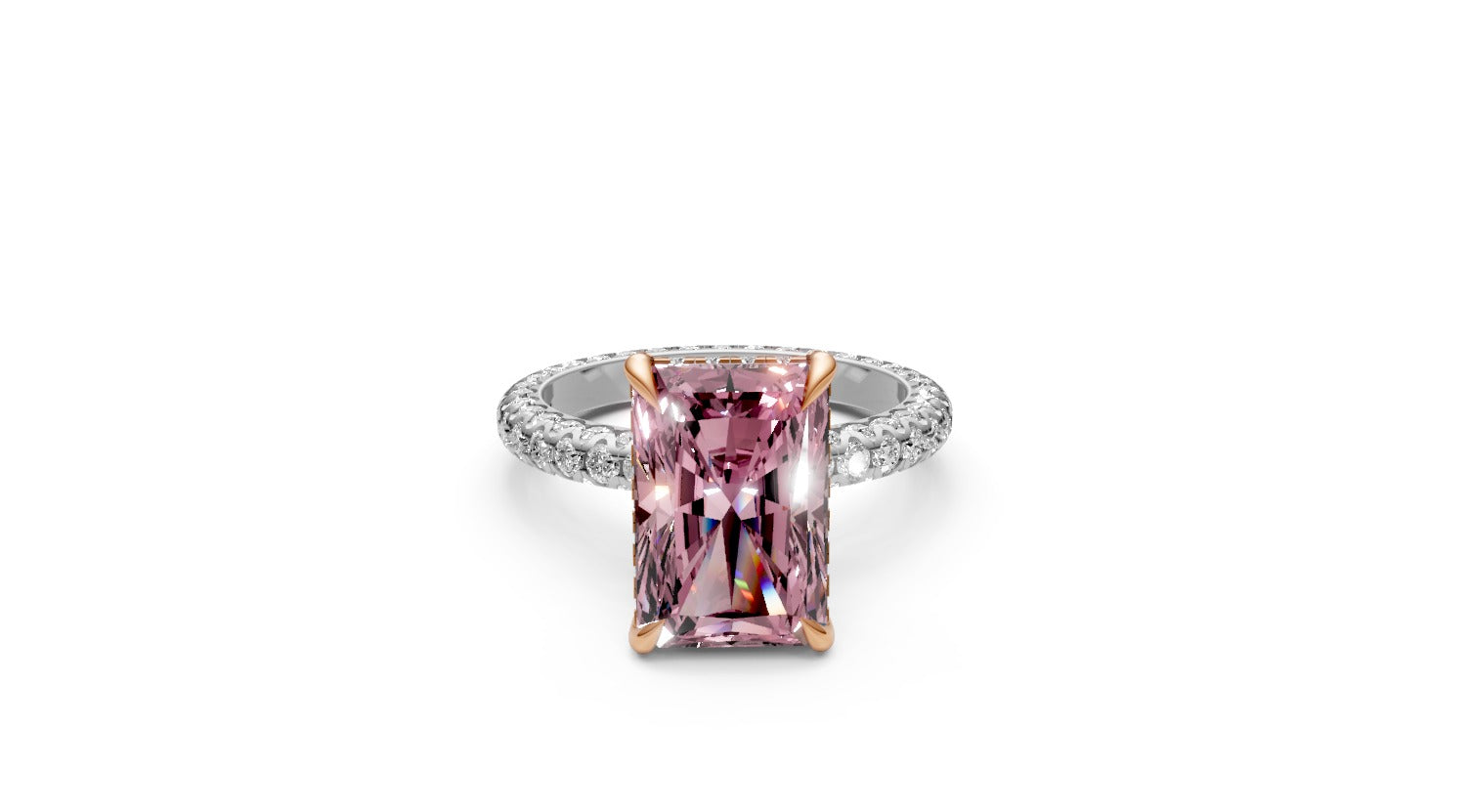 4.02ct Fancy Vivid Pink Radiant Lab Grown Diamond Ring – Rare Shades Collection, 18k Gold, IGI Certified