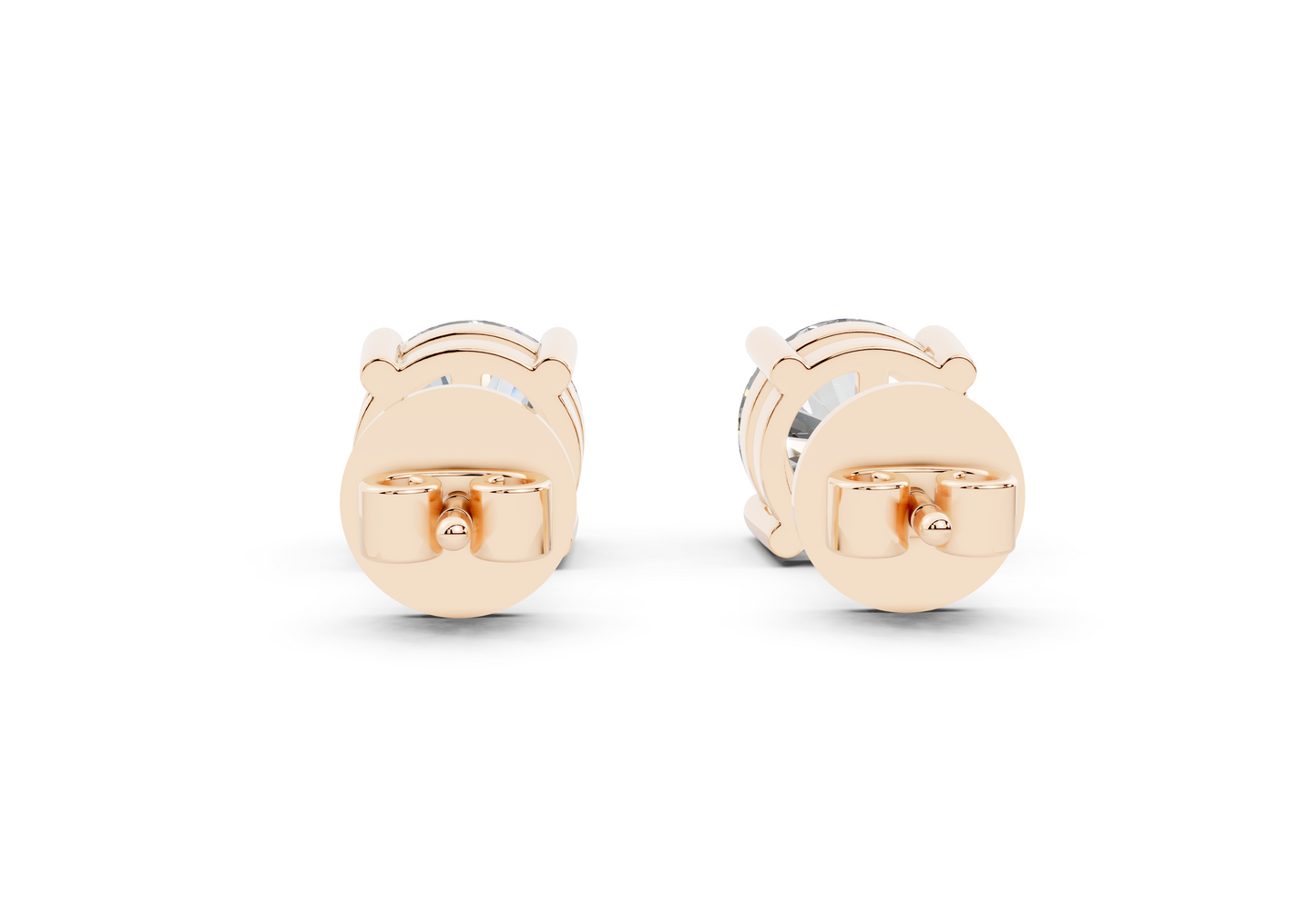 18k Gold Four Prong Brilliant Cut Lab Grown Round Diamond Stud Earrings