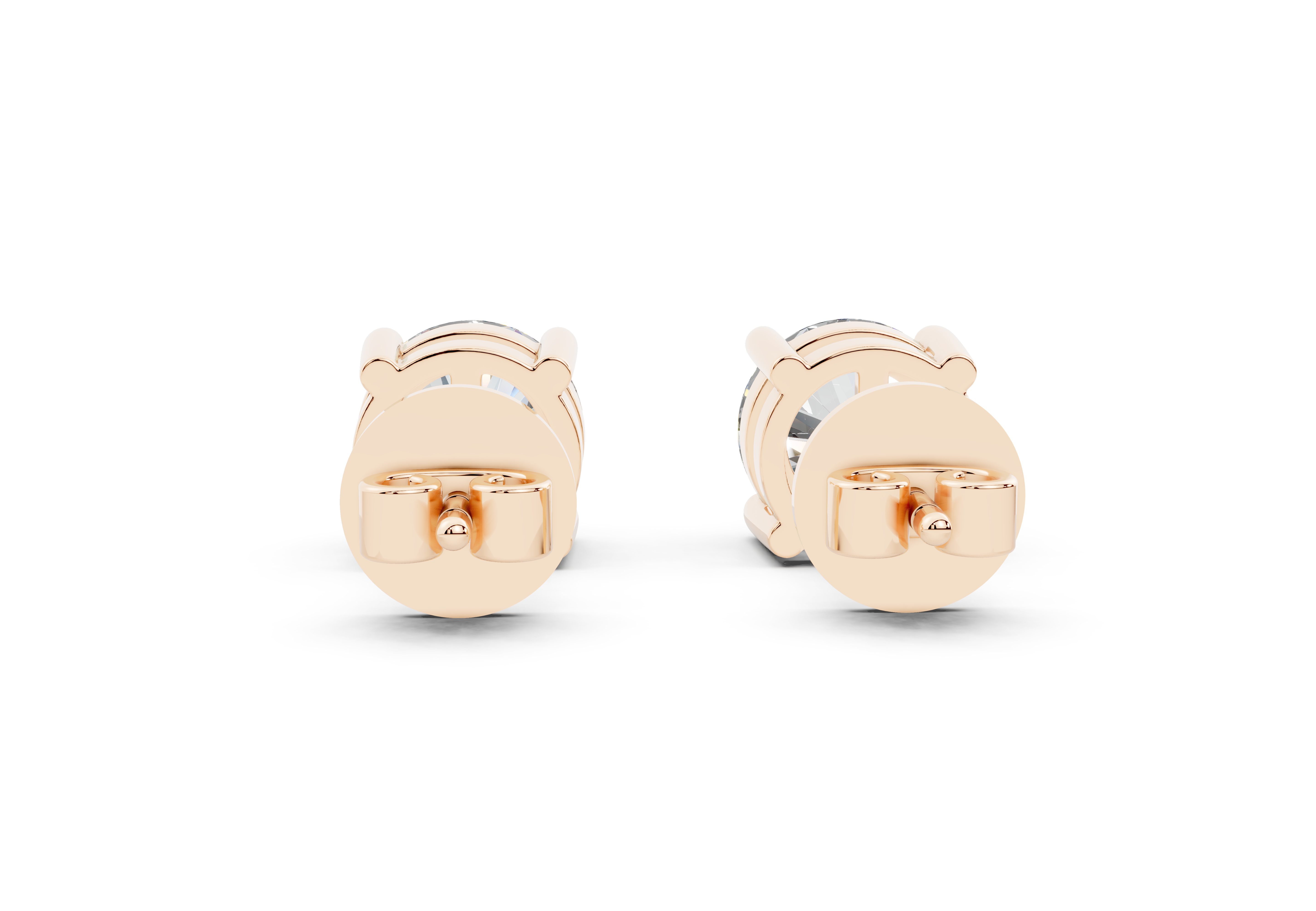 18k Gold Four Prong Brilliant Cut Lab Grown Round Diamond Stud Earrings - Rose Gold#Material_Rose Gold#