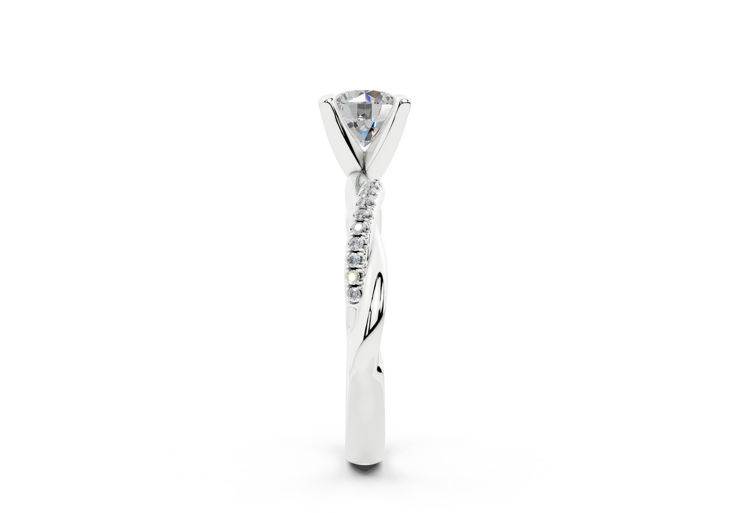 18K Gold Half Pavé Rope Diamond Engagement Ring 1 Carat