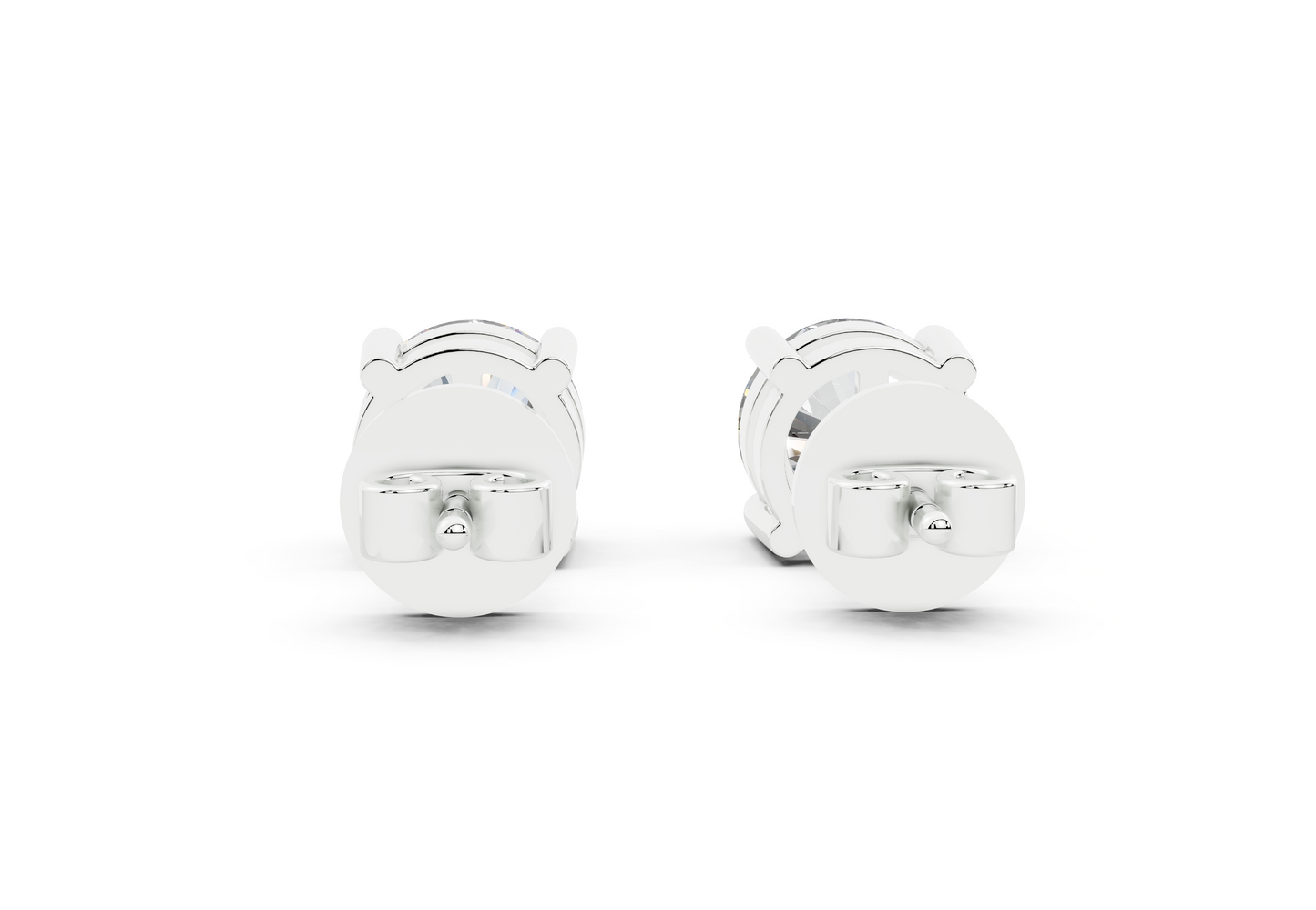18k Gold Four Prong Brilliant Cut Lab Grown Round Diamond Stud Earrings
