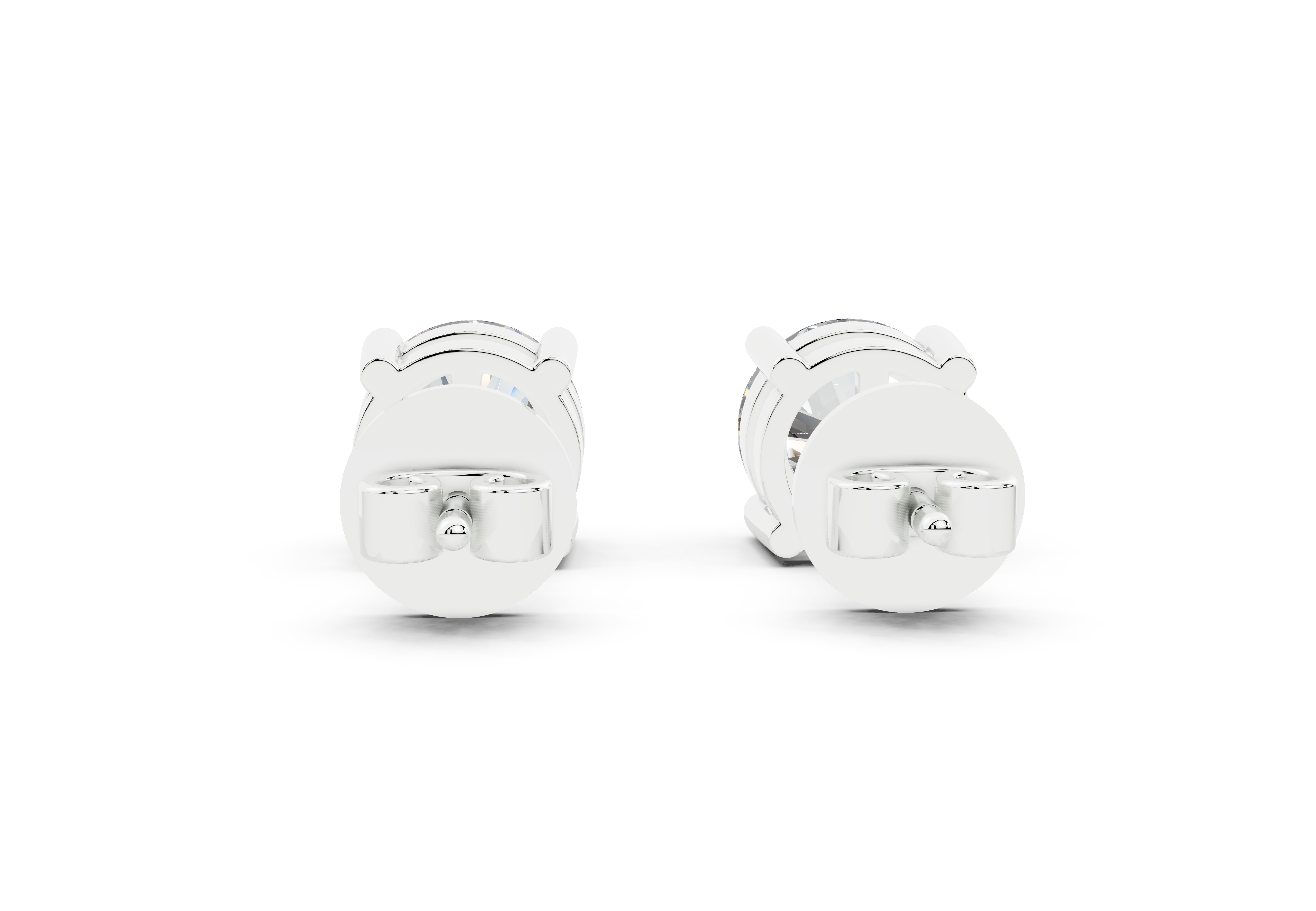 18k Gold Four Prong Brilliant Cut Lab Grown Round Diamond Stud Earrings - White Gold#Material_White Gold#