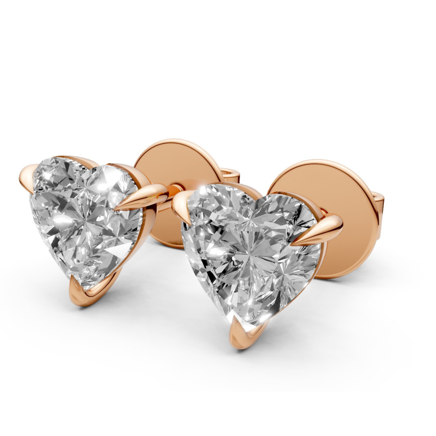 Heart-Shaped Stud Earrings with 0.5 CT Lab-Grown Diamonds in 18K Gold