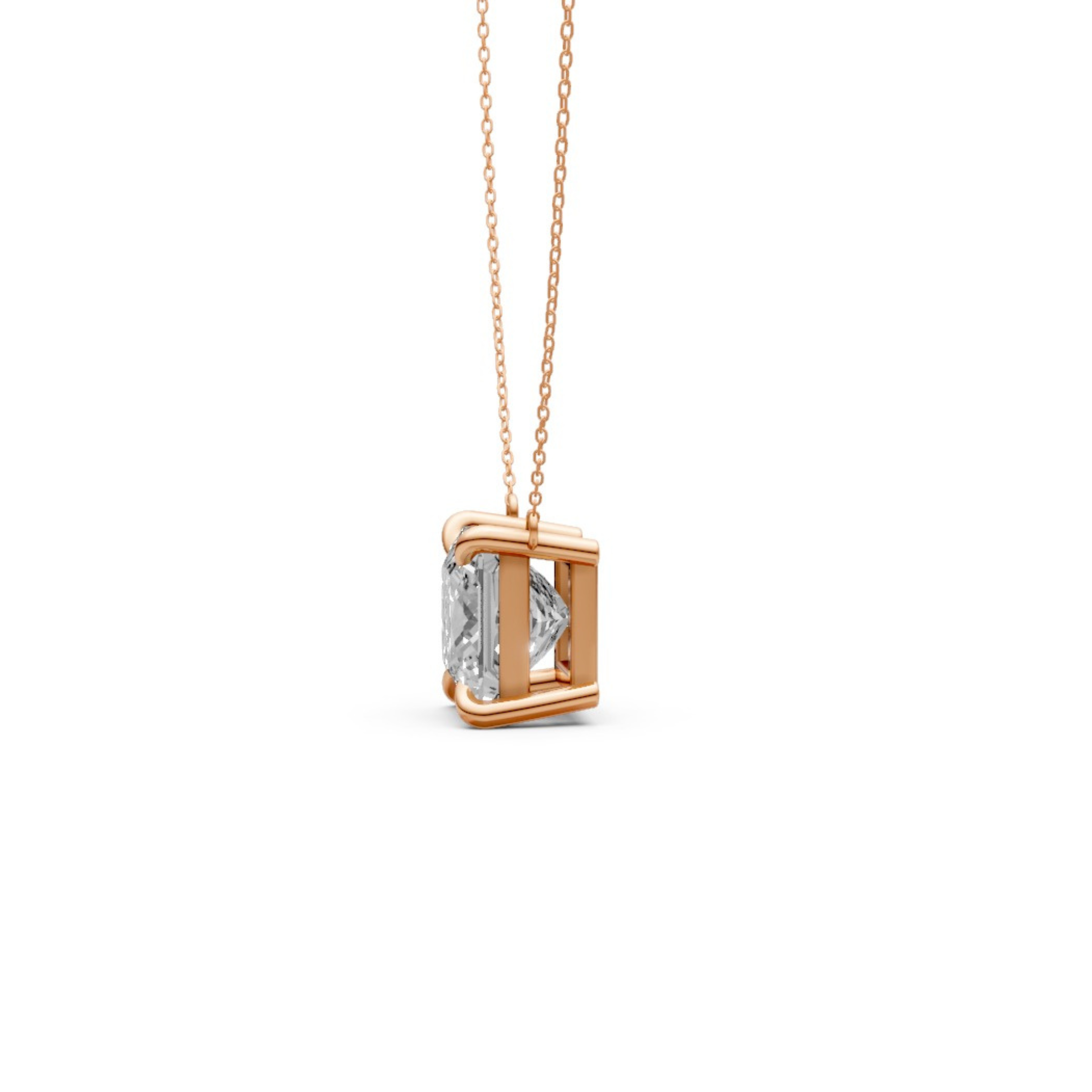 Princess Cut Diamond Pendant in 18KT Gold Four-Prong