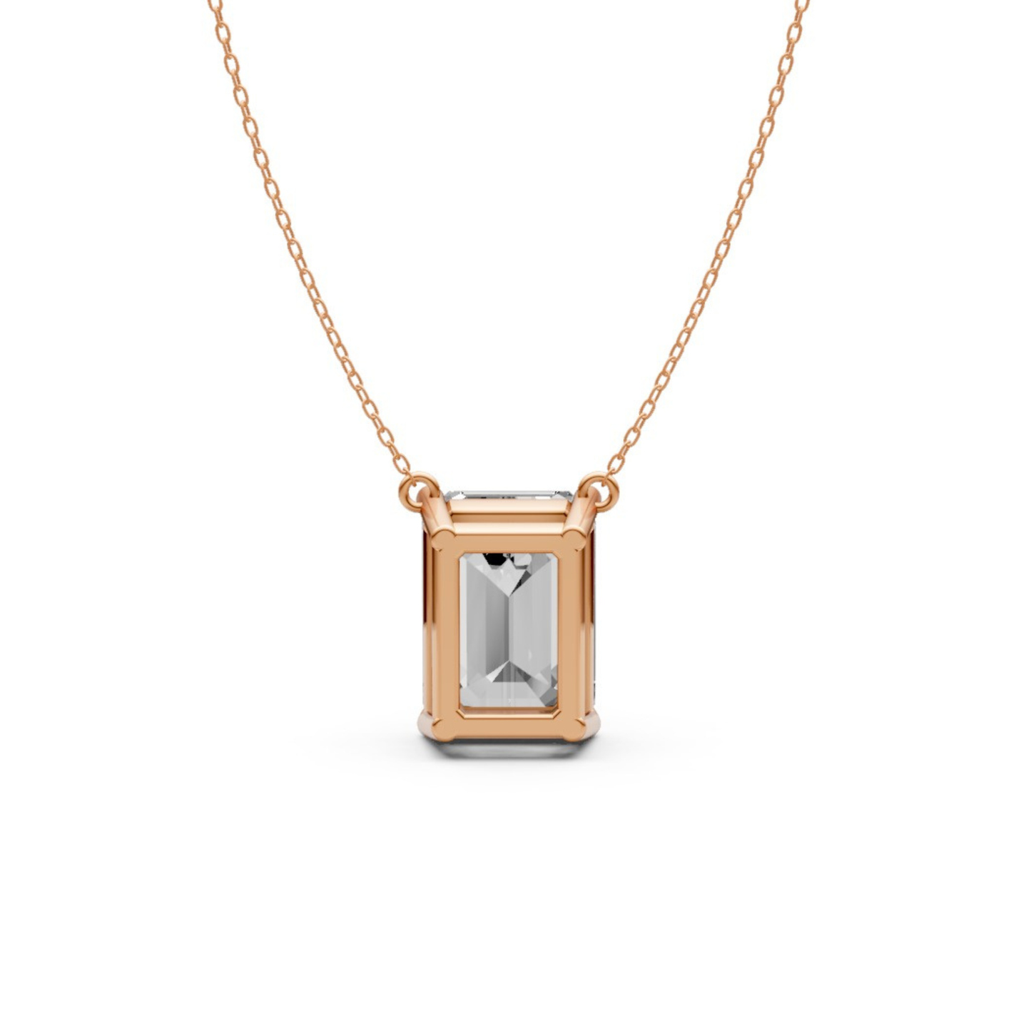 Emerald Cut Diamond Pendant in 18KT Gold Four-Prong