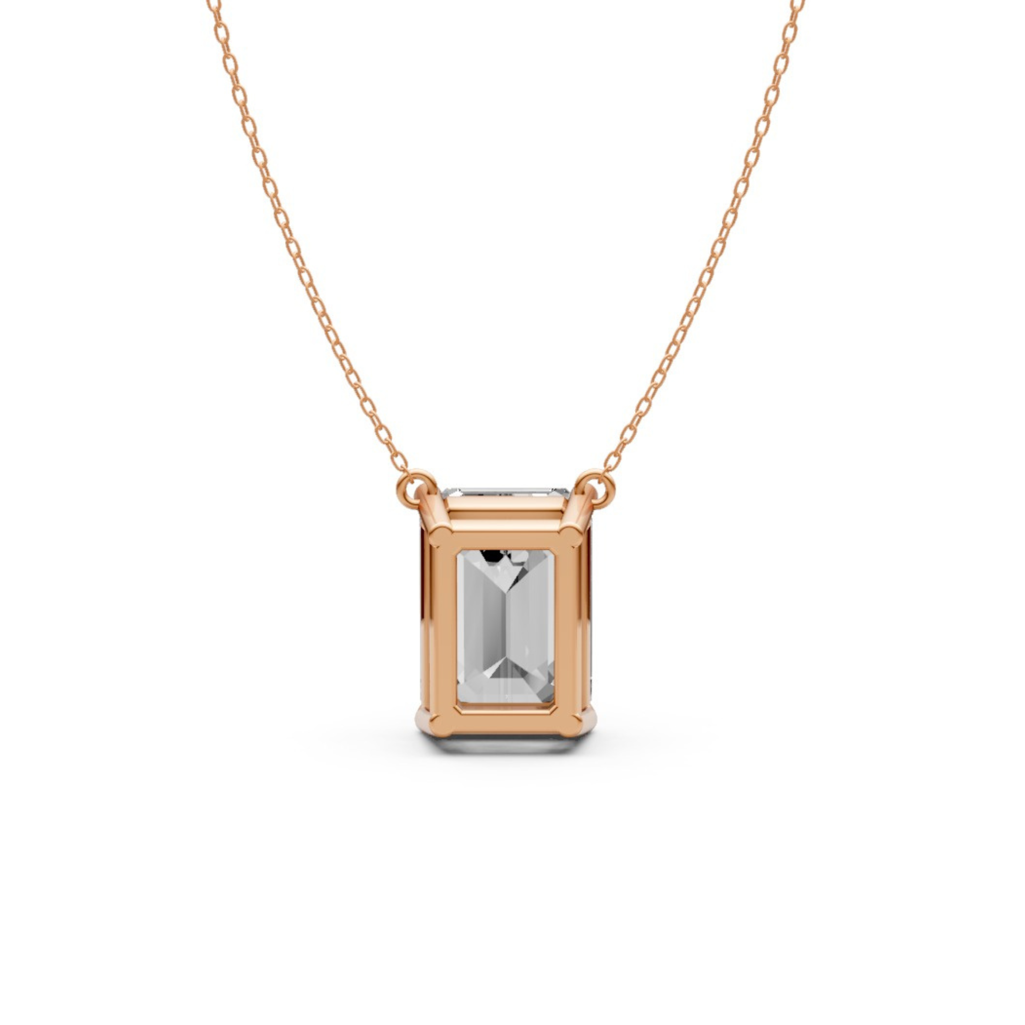 Emerald Cut Diamond Pendant in 18KT Gold Four-Prong