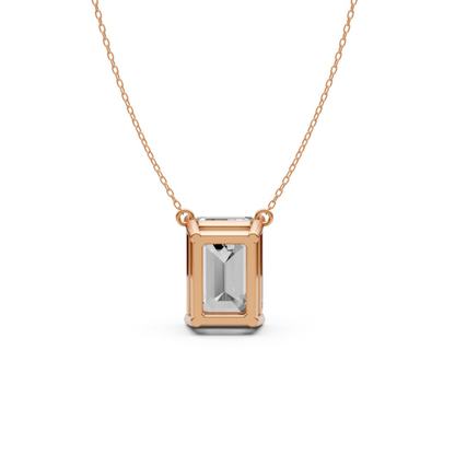 Emerald Cut Diamond Pendant in 18KT Gold Four-Prong