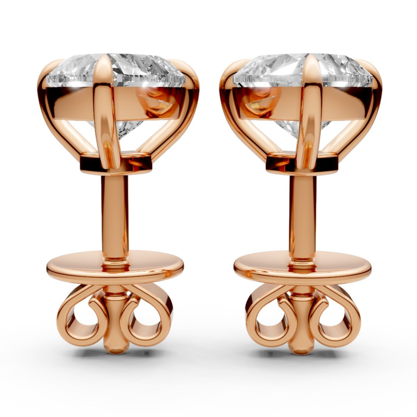 Heart-Shaped Stud Earrings with 0.5 CT Lab-Grown Diamonds in 18K Gold