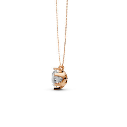 Round Diamond Pendant in 18KT Gold Six-Prong Scallop Setting.
