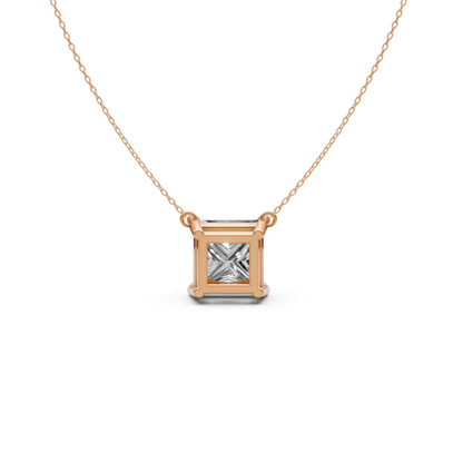 Princess Cut Diamond Pendant in 18KT Gold Four-Prong