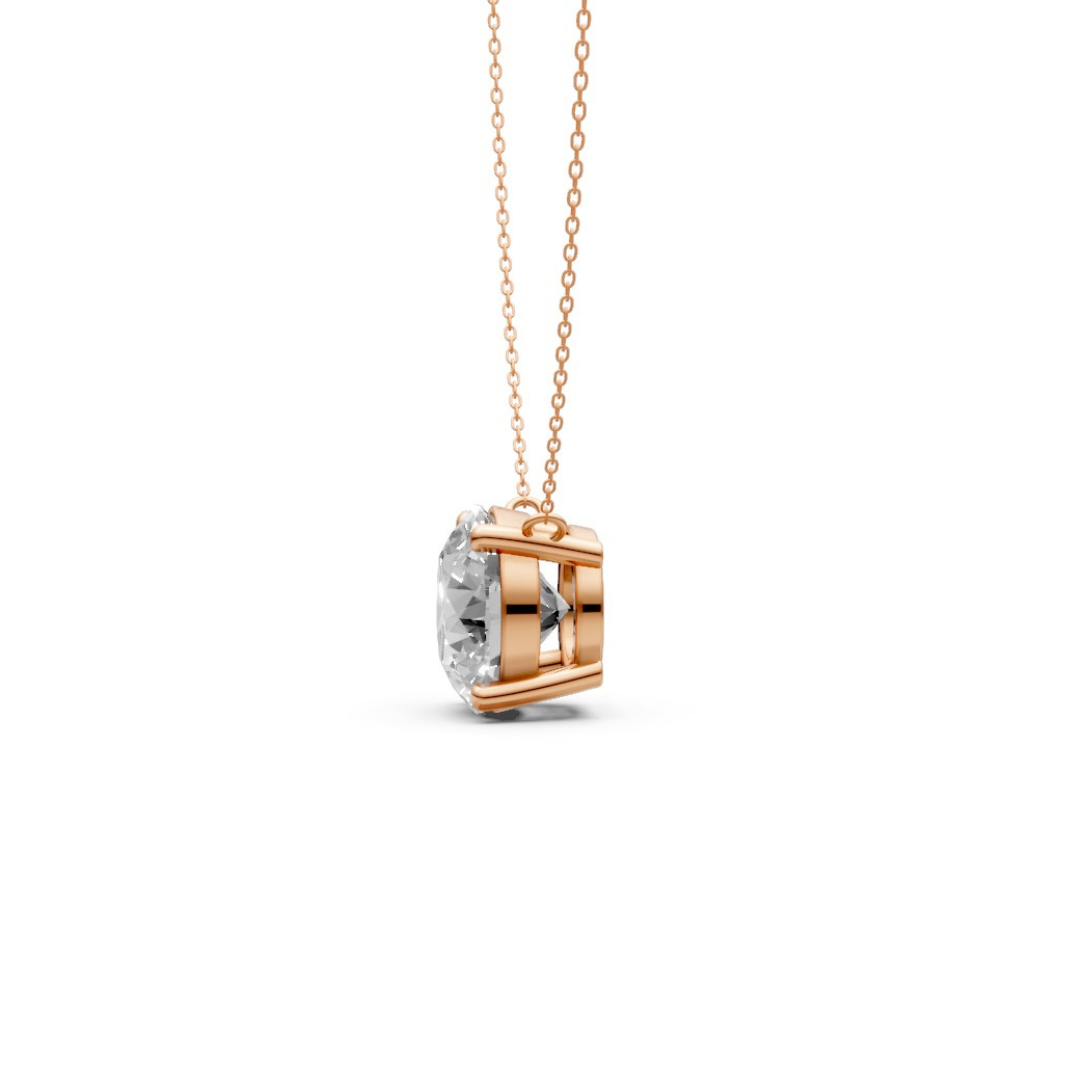 Round Diamond Solitaire Pendant in 18KT Gold, Four-Prong