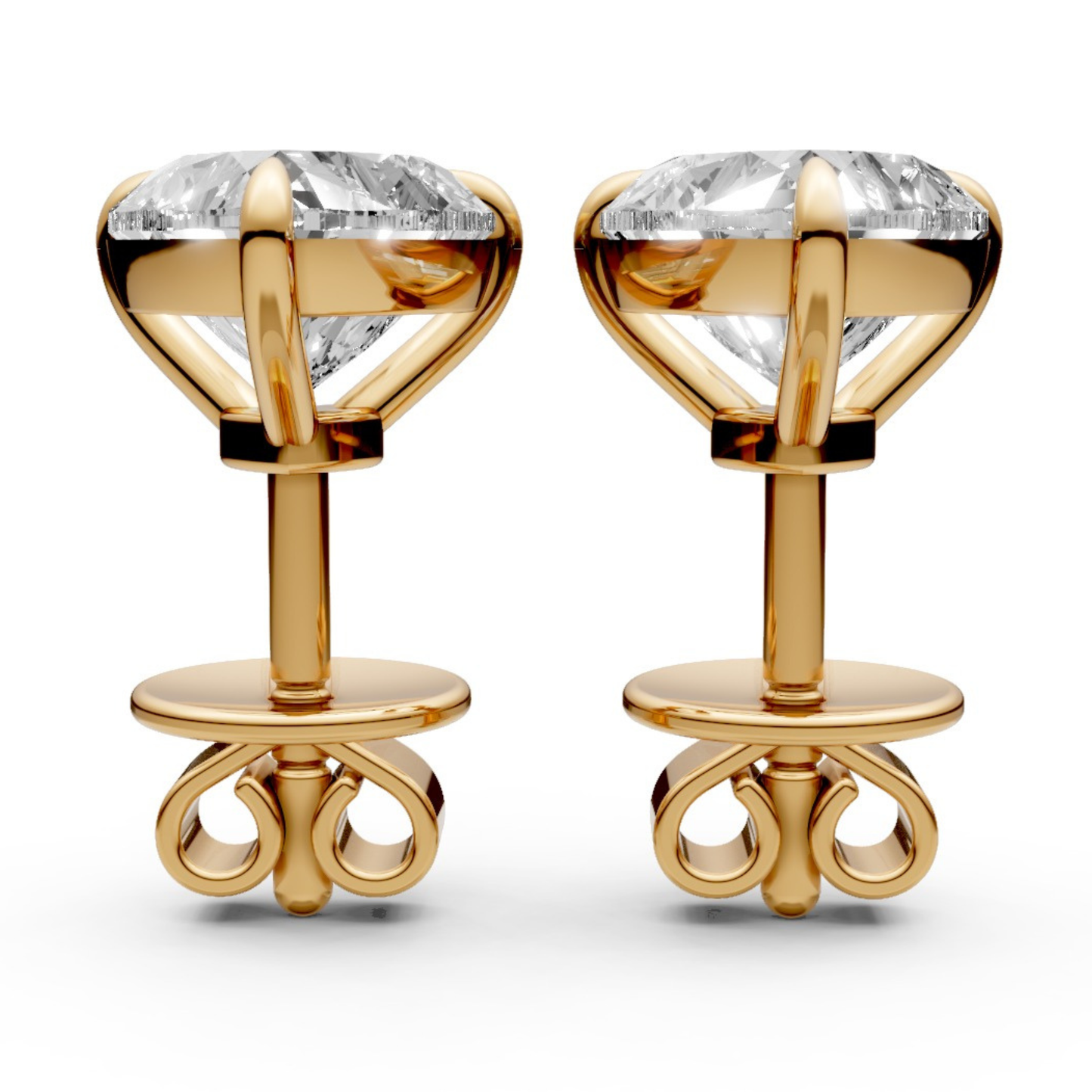 Heart-Shaped Stud Earrings with 1 CT Diamonds in 18K Gold