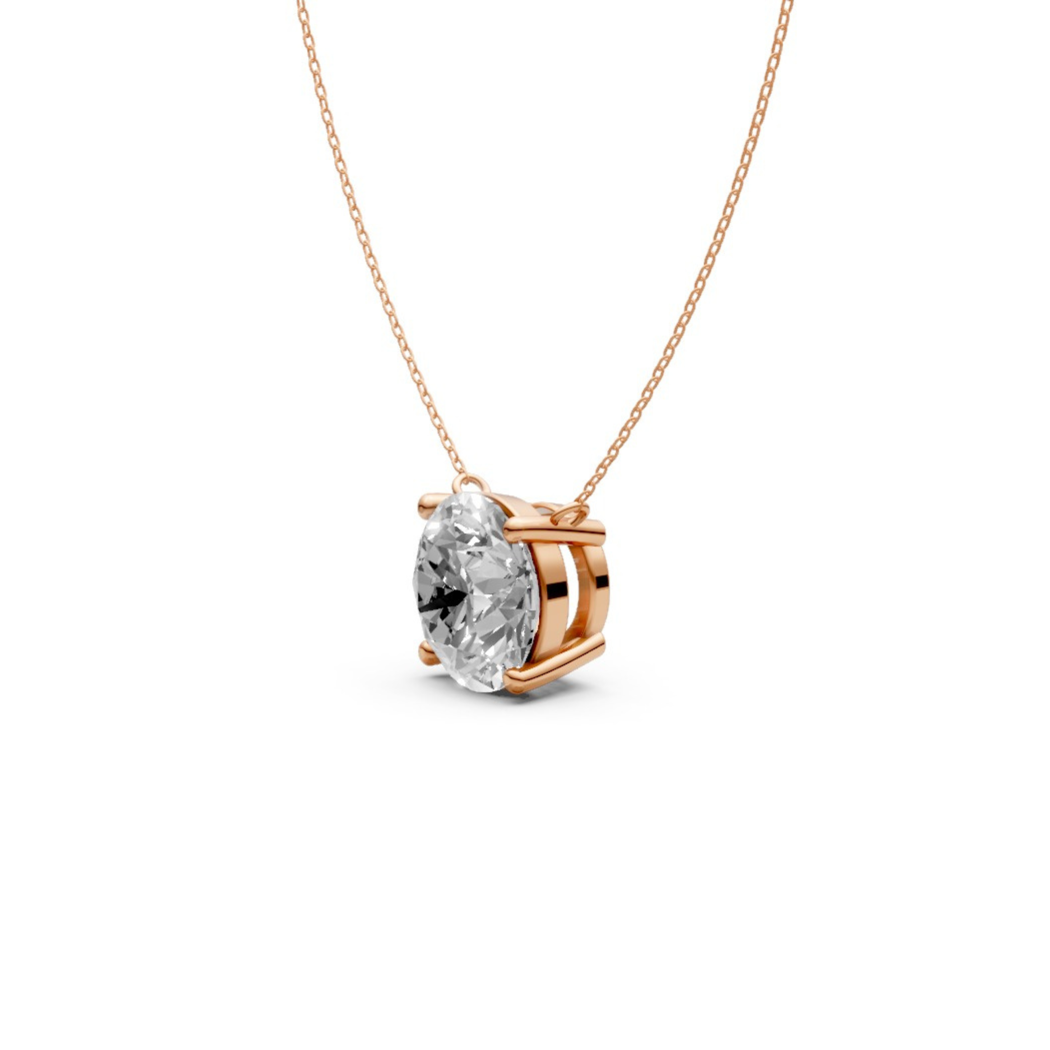 Round Diamond Solitaire Pendant in 18KT Gold, Four-Prong