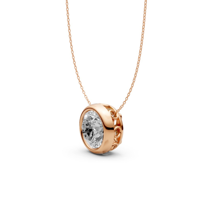Round Diamond Pendant in 18KT Gold with Modern Bezel