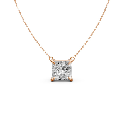 Princess Cut Diamond Pendant in 18KT Gold Four-Prong