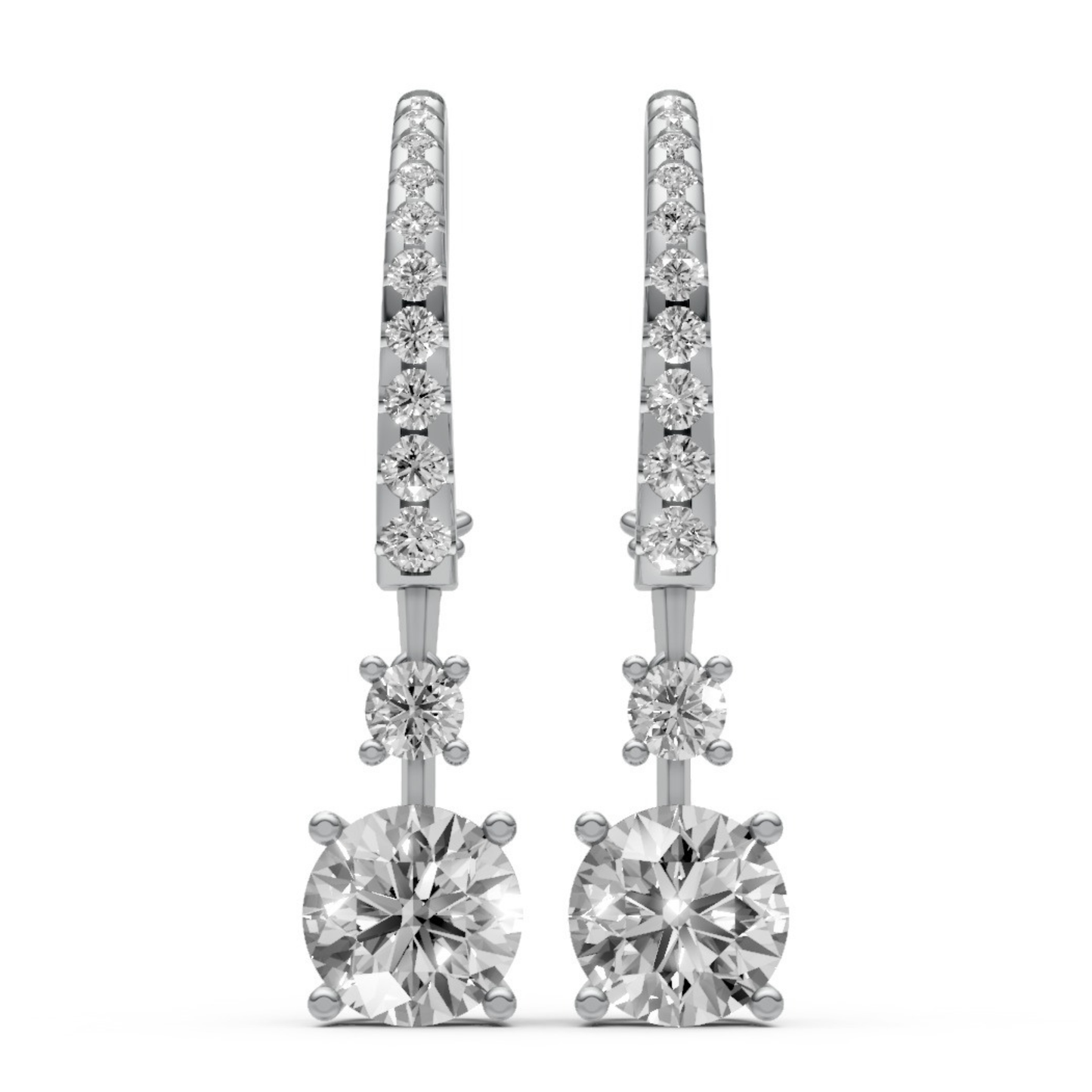 18K Gold Hoop Earrings with 1 CT Solitaire Lab-Grown Diamonds