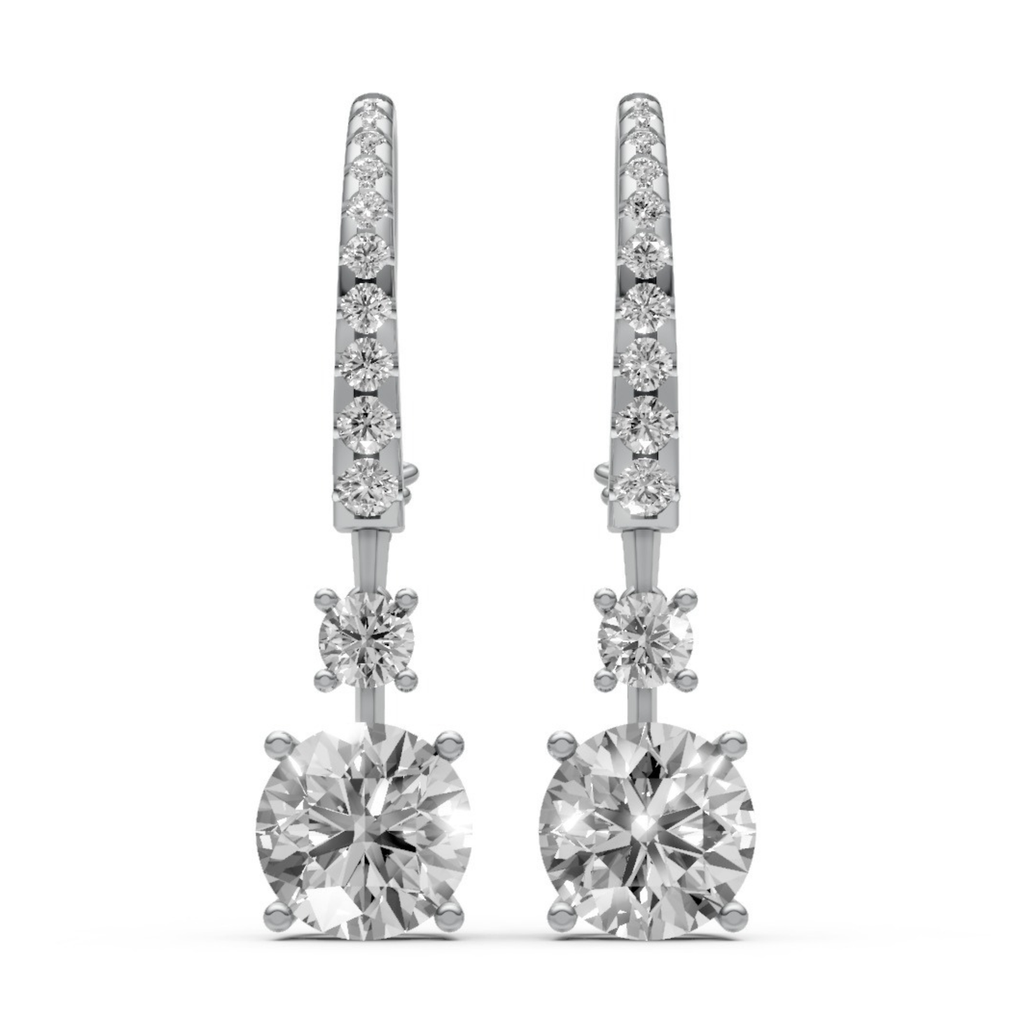 18K Gold Hoop Earrings with 1.5 CT Solitaire Lab-Grown Diamonds