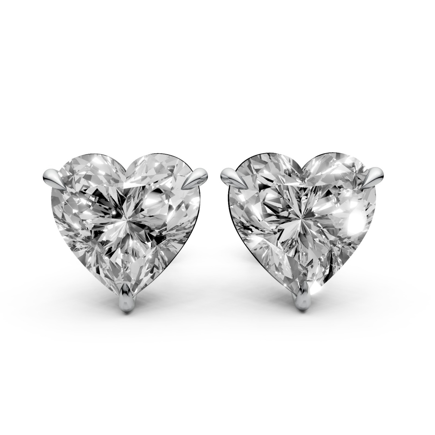 Heart-Shaped Stud Earrings with 2 CT Diamonds in 18K Gold