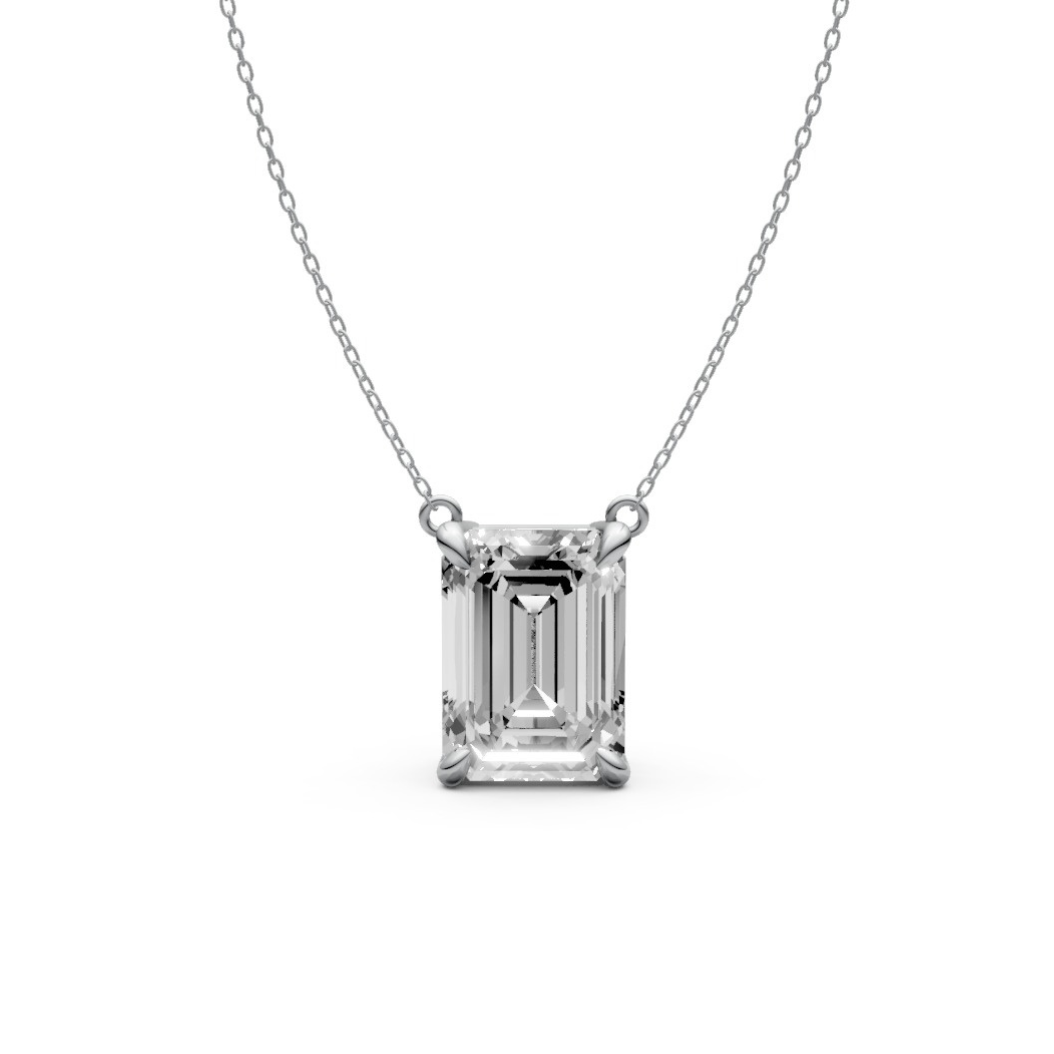 Emerald Cut Diamond Pendant in 18KT Gold Four-Prong