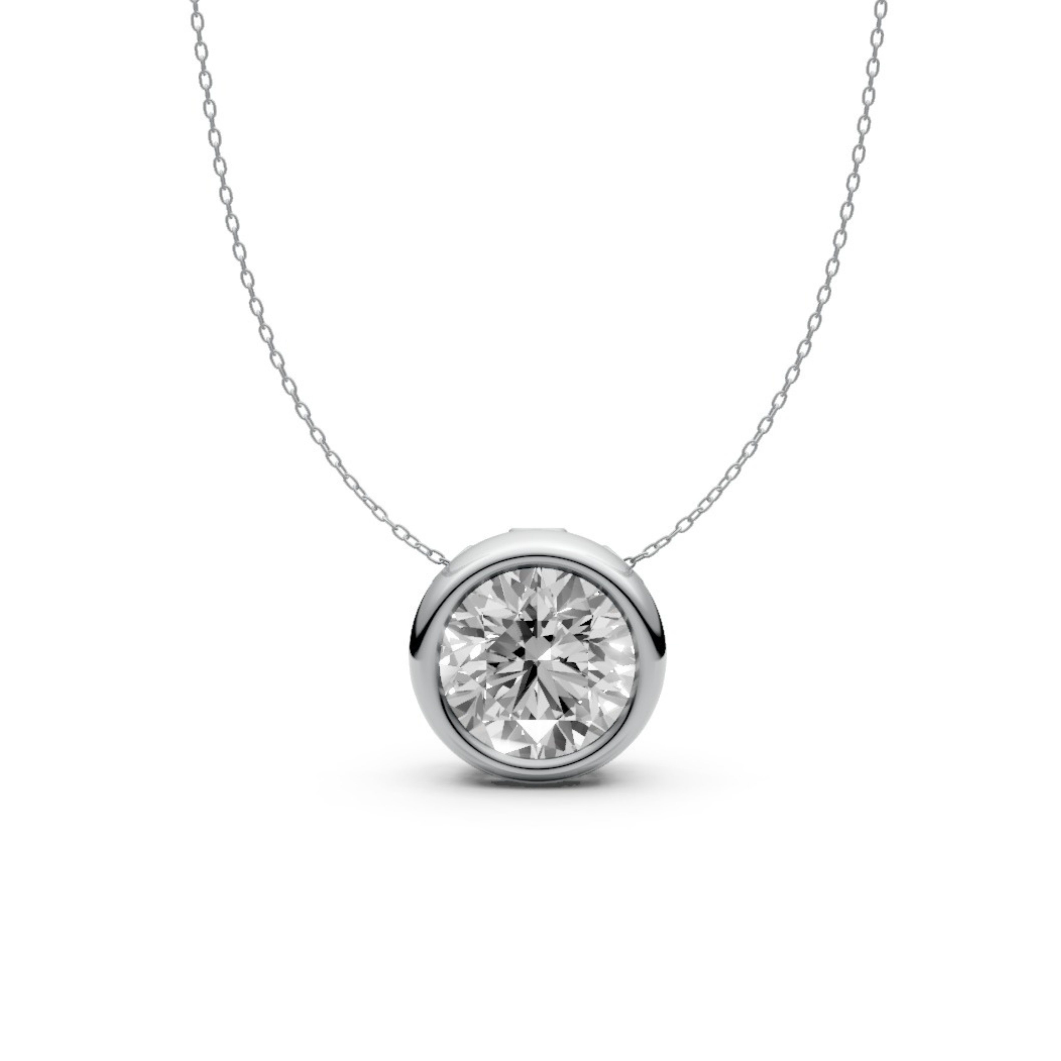 Round Diamond Pendant in 18KT Gold with Modern Bezel