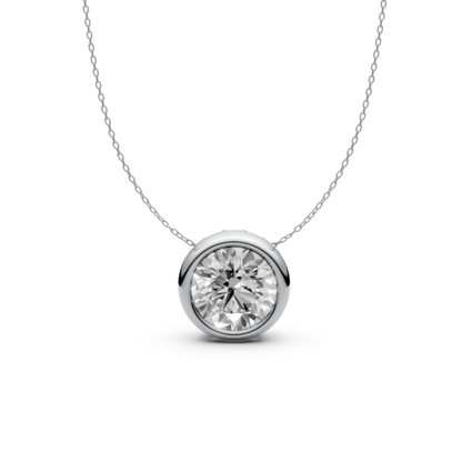 Round Diamond Pendant in 18KT Gold with Modern Bezel