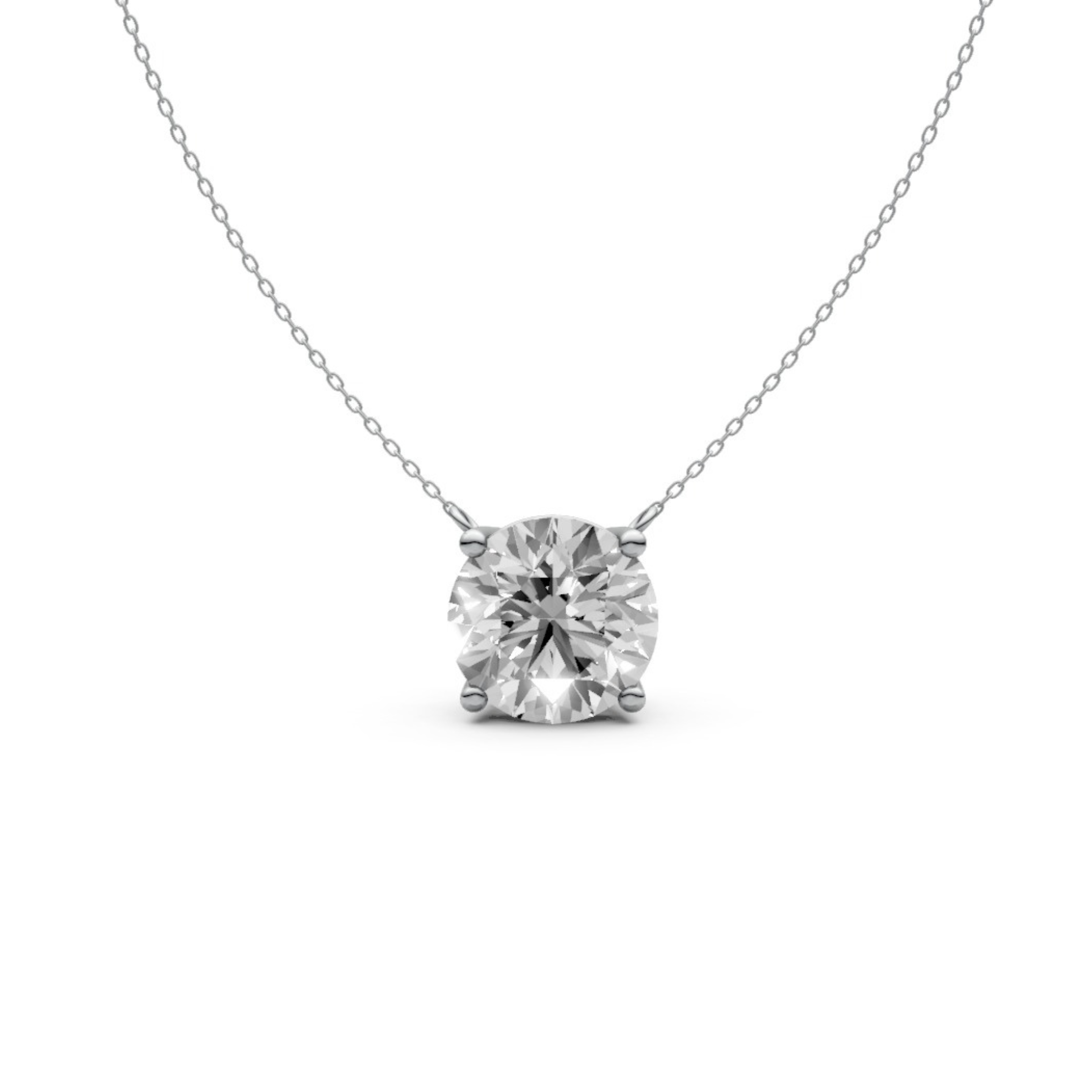 Round Diamond Solitaire Pendant in 18KT Gold, Four-Prong