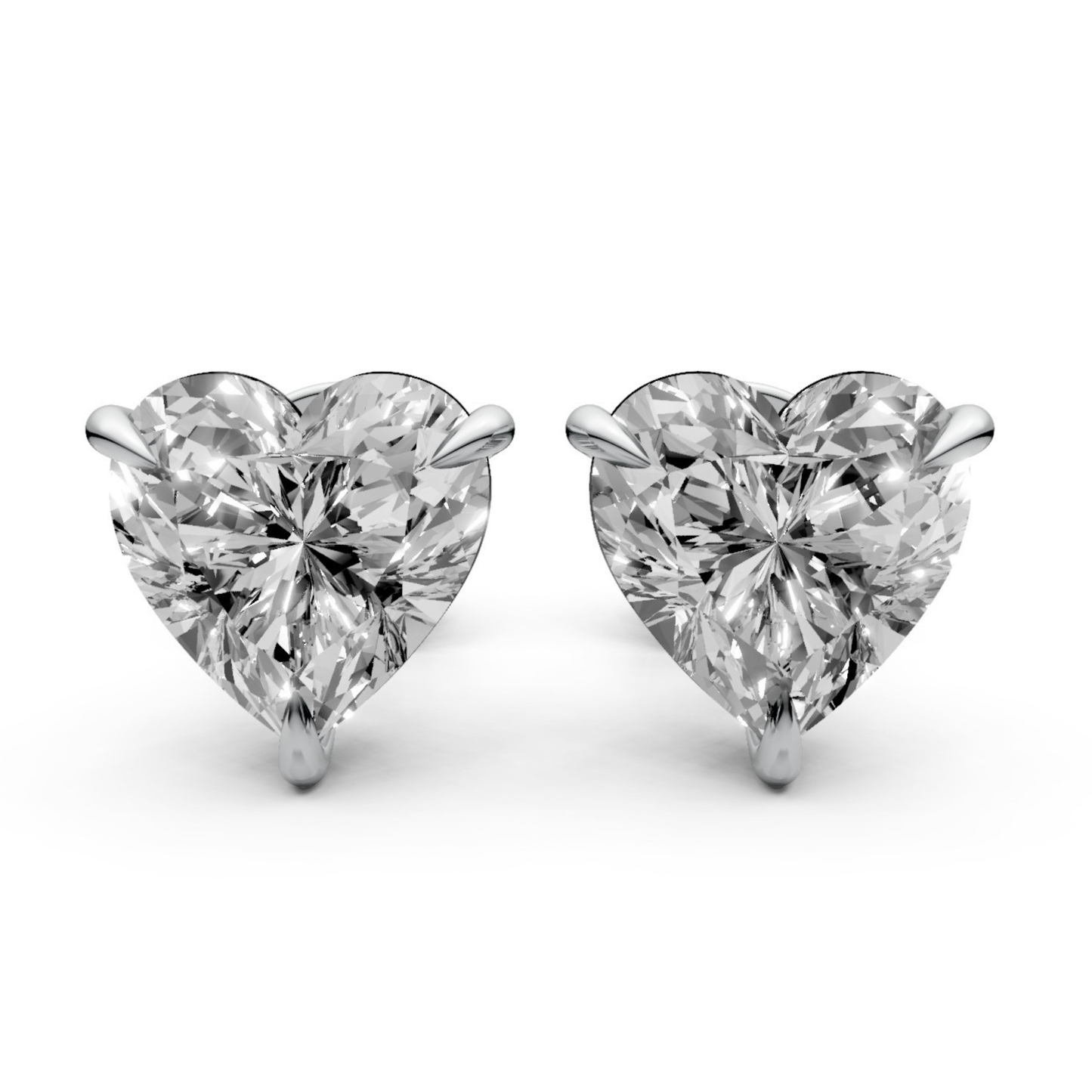 Heart-Shaped Stud Earrings with 1 CT Diamonds in 18K Gold