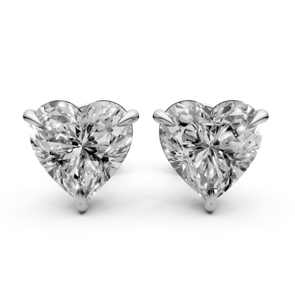Heart-Shaped Stud Earrings with 1 CT Diamonds in 18K Gold