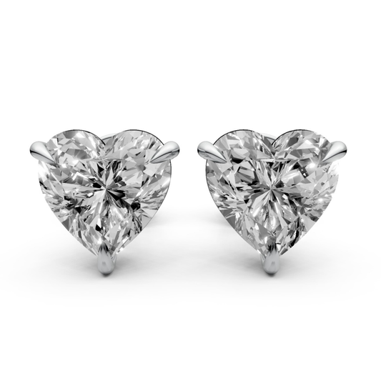 Heart-Shaped Stud Earrings with 1 CT Diamonds in 18K Gold