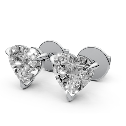 Heart-Shaped Stud Earrings with 0.5 CT Lab-Grown Diamonds in 18K Gold