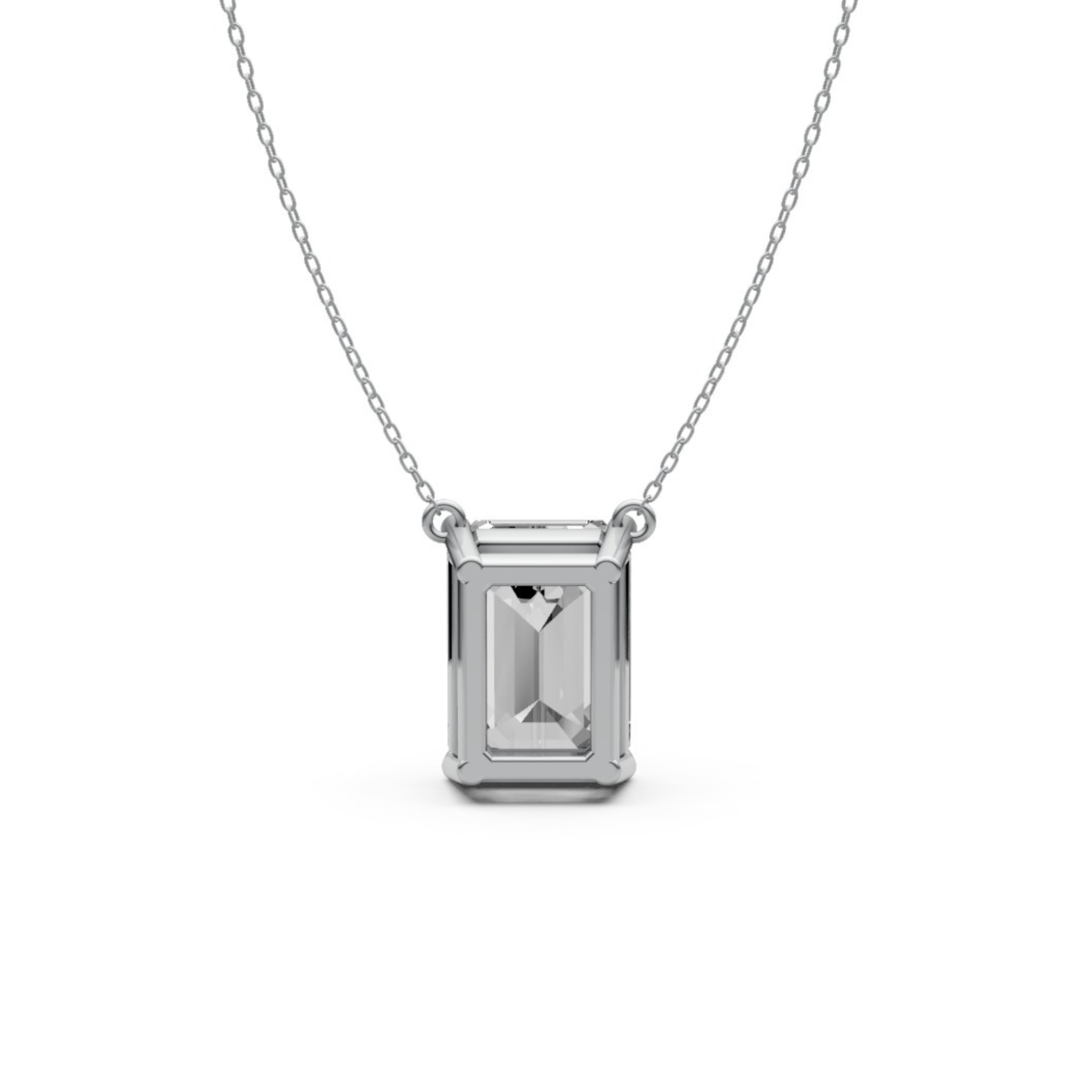 Emerald Cut Diamond Pendant in 18KT Gold Four-Prong
