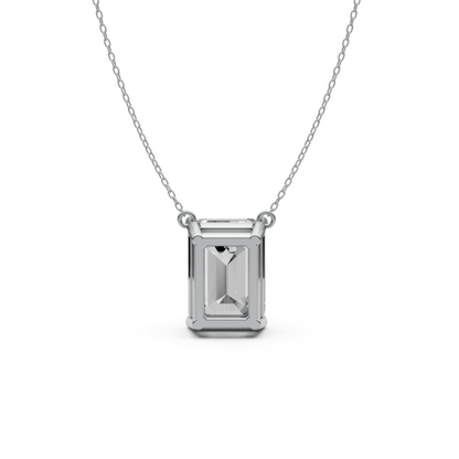 Emerald Cut Diamond Pendant in 18KT Gold Four-Prong