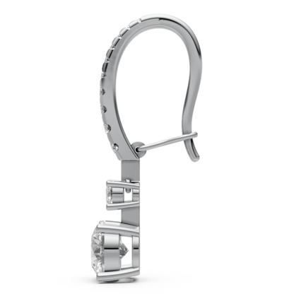 18K Gold Hoop Earrings with 1 CT Solitaire Lab-Grown Diamonds