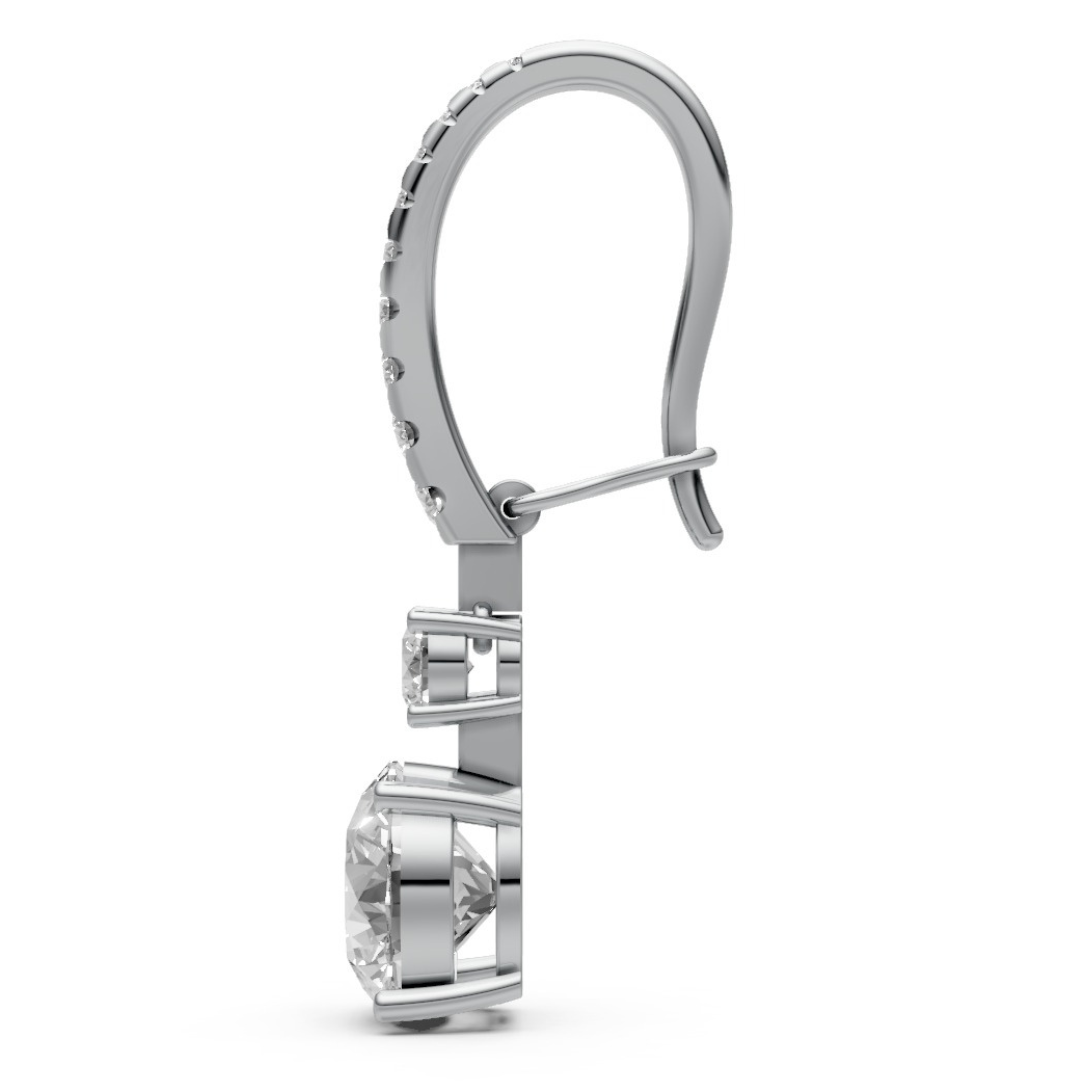18K Gold Hoop Earrings with 2 CT Solitaire Lab-Grown Diamonds