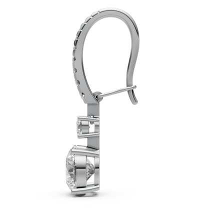 18K Gold Hoop Earrings with 2 CT Solitaire Lab-Grown Diamonds