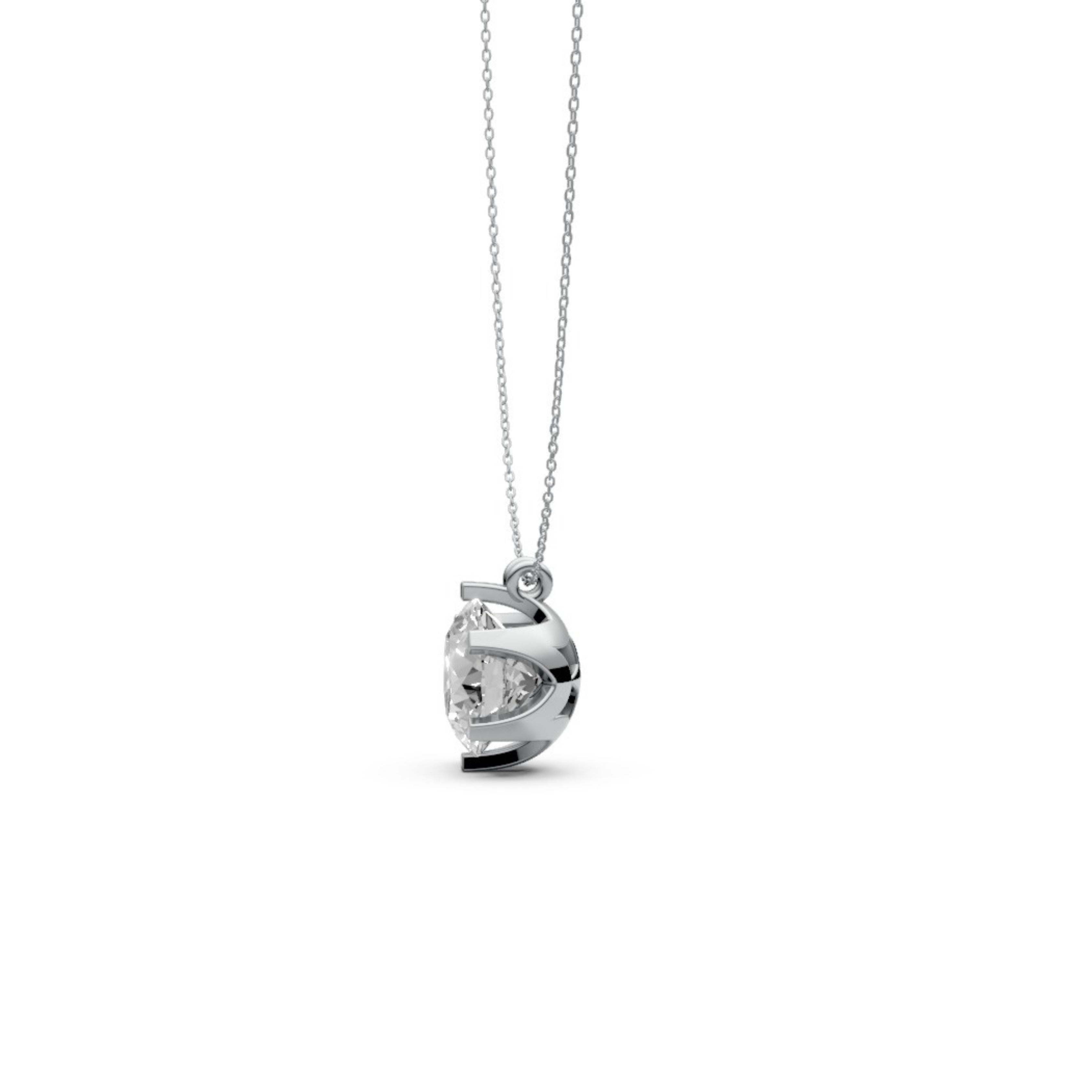 Round Diamond Pendant in 18KT Gold Six-Prong Scallop Setting.