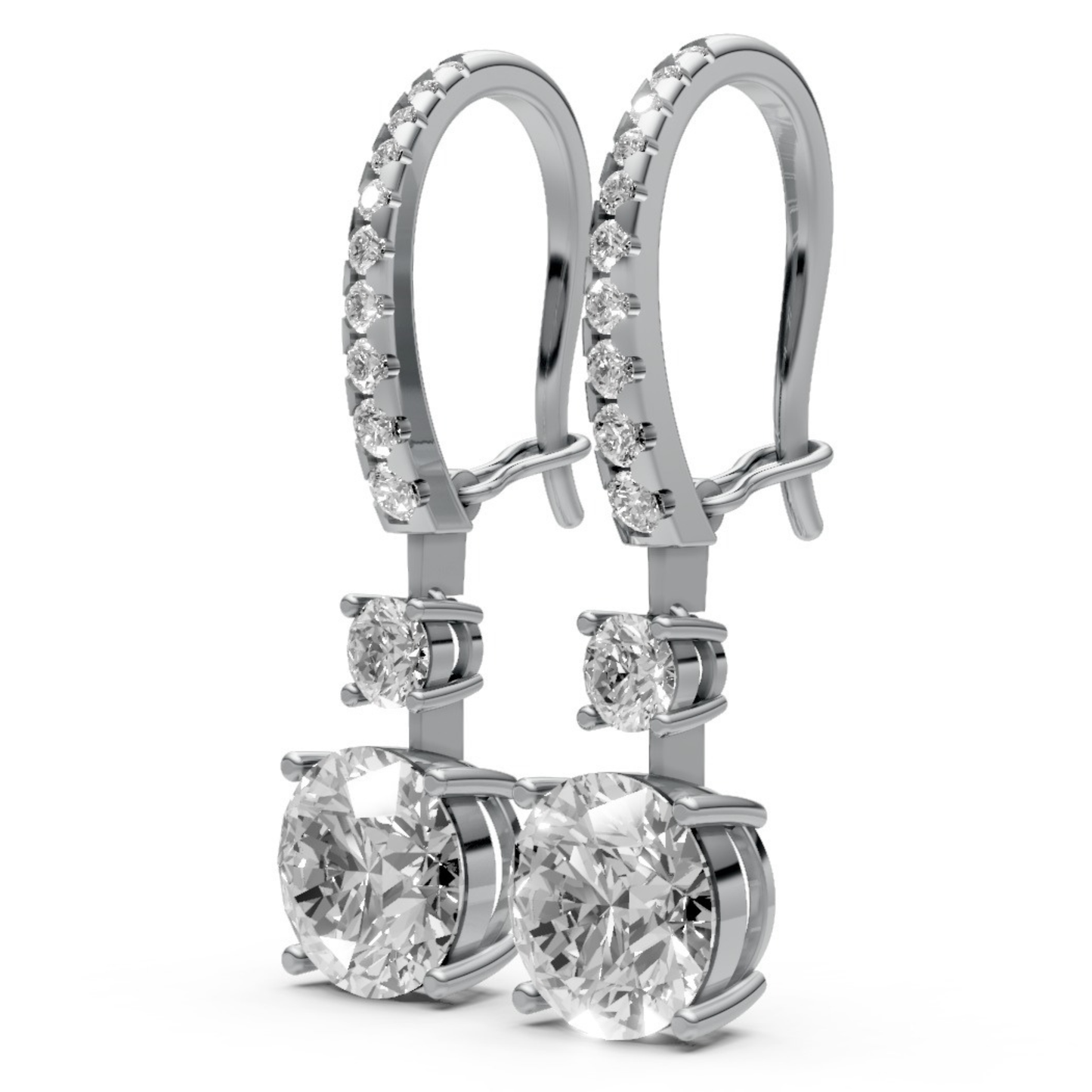 18K Gold Hoop Earrings with 2 CT Solitaire Lab-Grown Diamonds